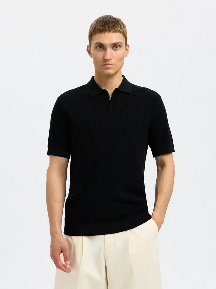SLHCran SS Knit Structure 1/2Zip Polo
