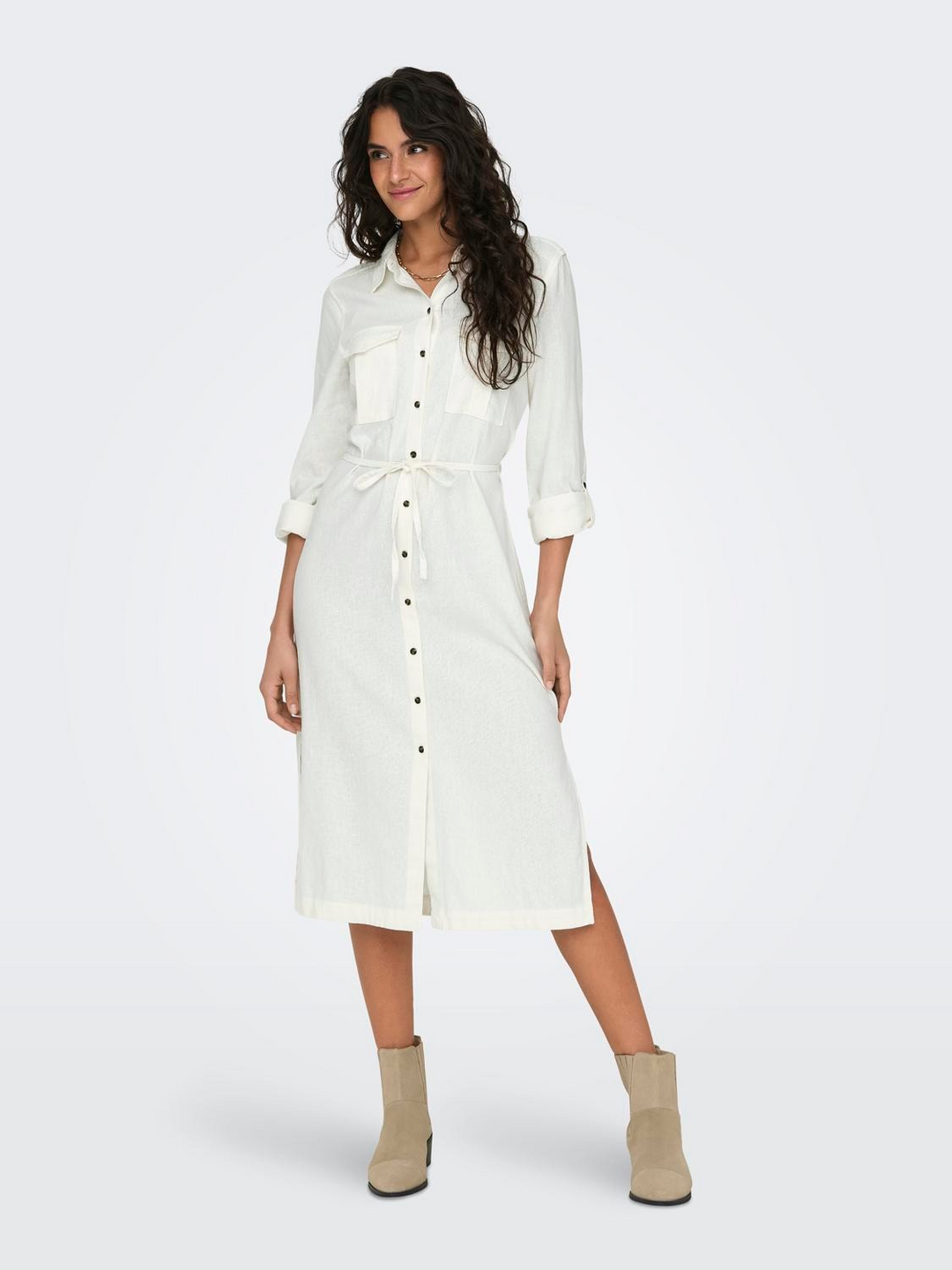 onlcaro linen shirt dress