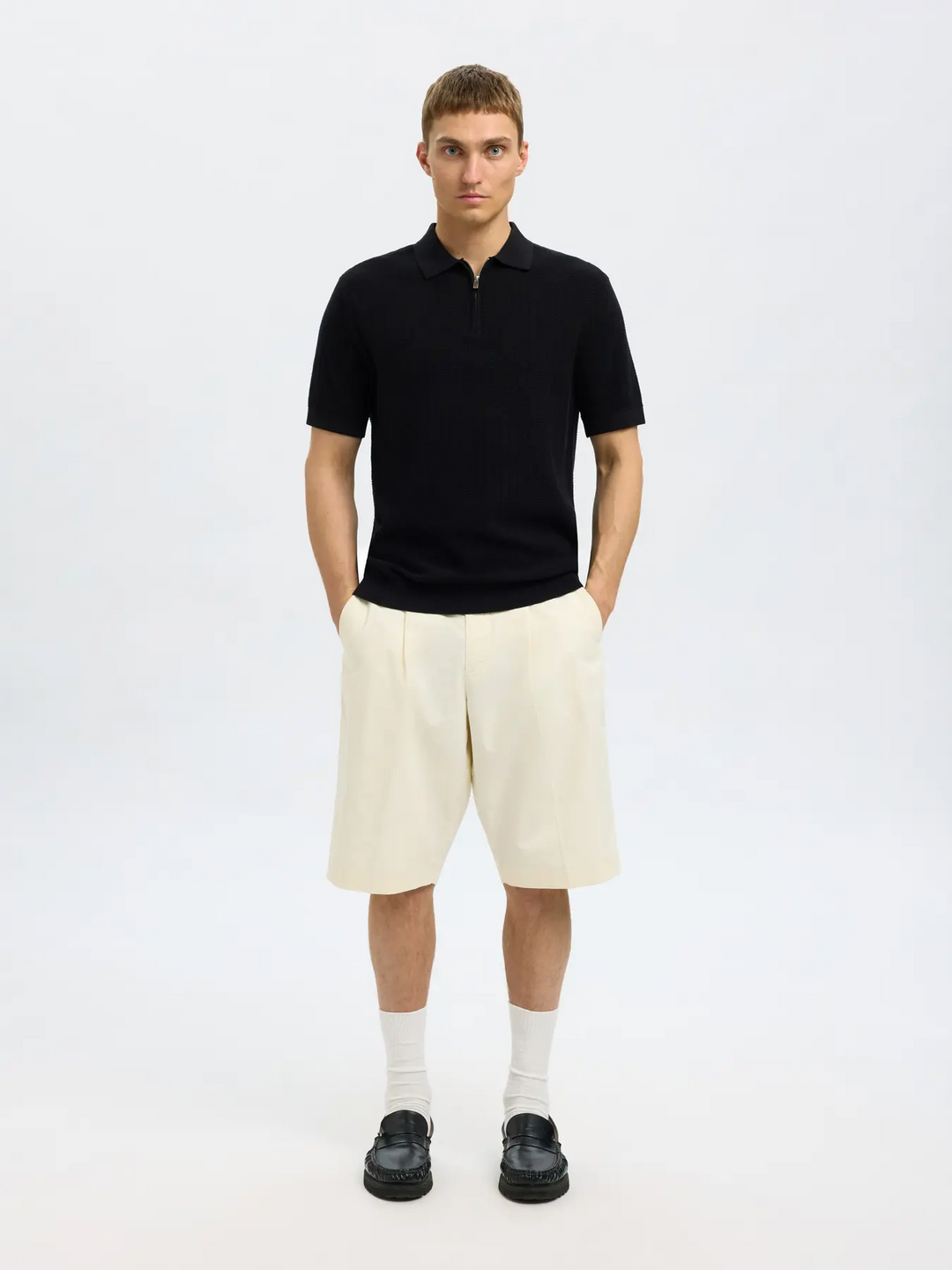 SLHCran SS Knit Structure 1/2Zip Polo
