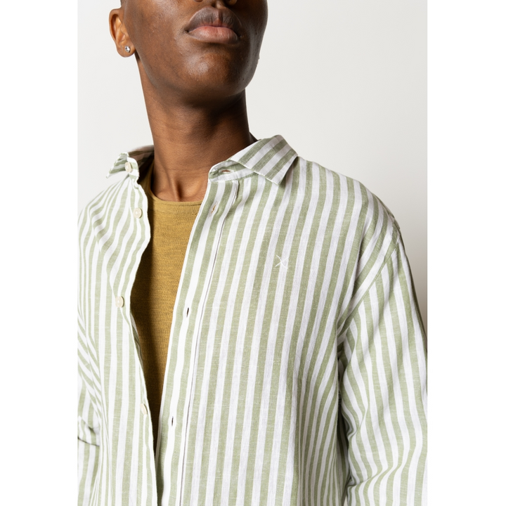 Jamie Cotton Linen Striped Shirt LS