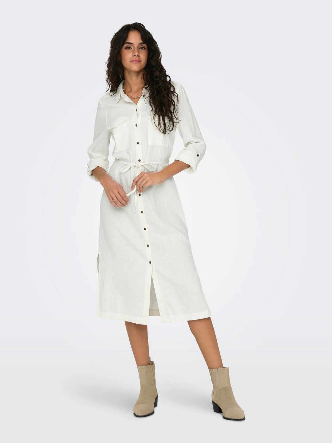 onlcaro linen shirt dress