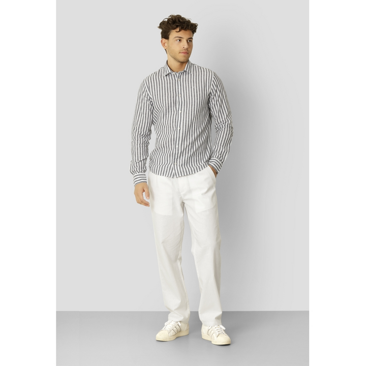 Jamie Cotton Linen Striped Shirt LS